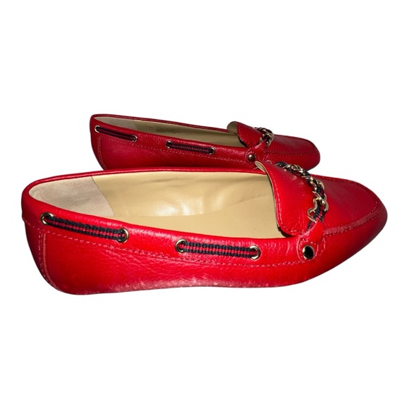 Talbots‎ Bold Red Leather Slip-Ons with Chain Detail - Picture 8 of 9